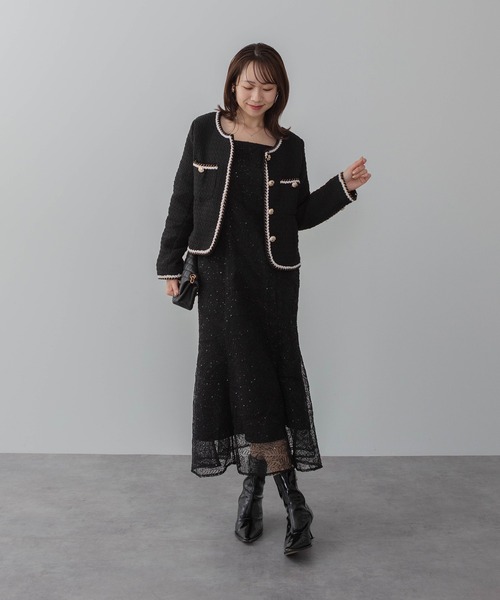 leja スパンコールボタニカルマーメイドボレロ2WAYワンピースドレス 当日発送】スパンコールボタニカルマーメイドボレロ2WAYドレス