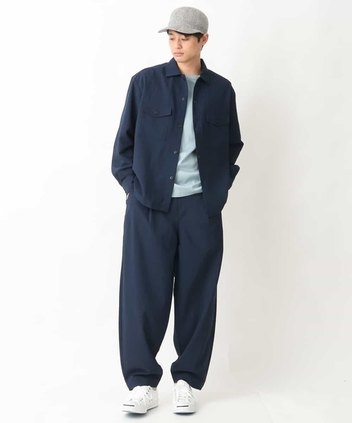 a.v.v(アーヴェヴェ)の「リライトダブルポケットワイドジャケット(セットアップ可)(カバーオール・メンズ・ネイビー/ブラック・46/48/50)」の3枚目の写真