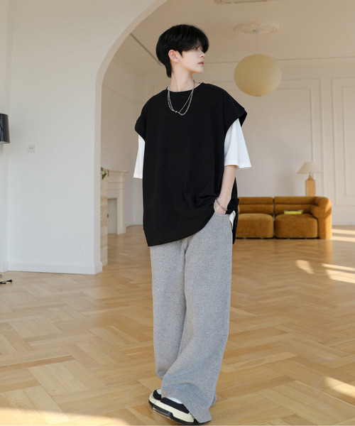 neos（ネオス）の「【neos】ルーズシルエット ベスト レイヤード サイドスリット アンサンブル Tシャツ（Tシャツ/カットソー・メンズ・ブラック/チャコールグレー/ブルー/ブラウン/グリーン・MEDIUM/LARGE）」の14枚目の写真