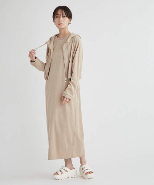 emmi（エミ）の「PlaX パイルコクーンワンピース（ワンピース・レディース・ベージュ/ブラウン/ブラック・FREE）」の10枚目の写真