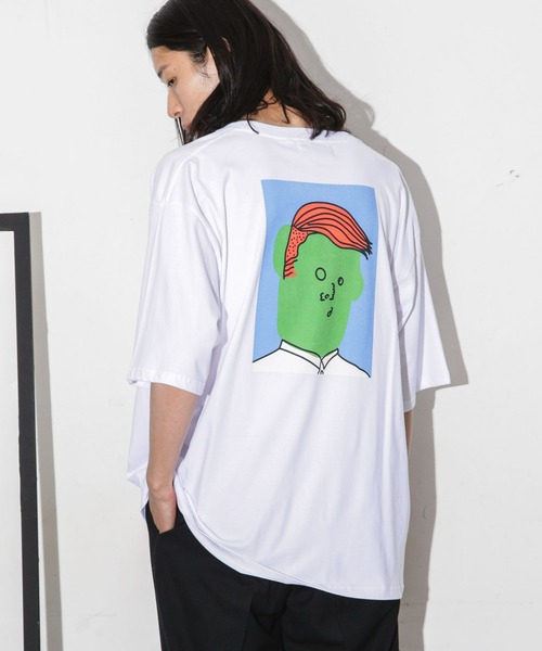 Eiji×nano・universeプリント 白Tシャツ半袖（Tシャツ/カットソー