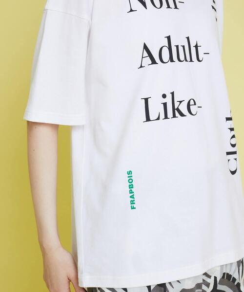 フラボアFRAPBOIS ロゴメッセージ総柄半袖シャツ 白1 【レディース】 フラボアFRAPBOIS ロゴメッセージ総柄半袖シャツ 白1 | DC