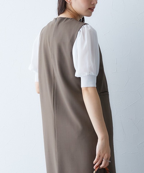 Petitjo(プッチージョ)の「小さいサイズ キーネックジャンパースカート 低身長さん・小柄女性(ワンピース・レディース・ブラウン/ネイビー・PS(XS-S)/PS/PM/PL)」の6枚目の写真