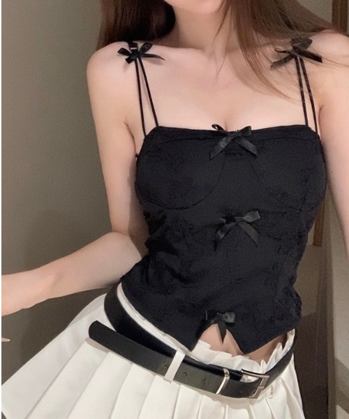 almo（アルモ）の「【LAMPOON】リボンキャミソール（キャミソール・レディース・ブラック/ベージュ/ホワイト・FREE）」の7枚目の写真