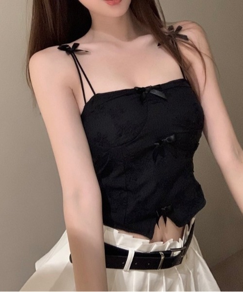 almo（アルモ）の「【LAMPOON】リボンキャミソール（キャミソール・レディース・ブラック/ベージュ/ホワイト・FREE）」の8枚目の写真