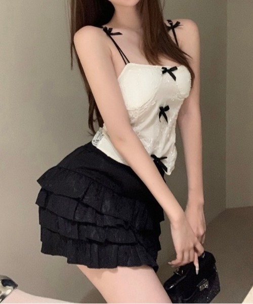 almo（アルモ）の「【LAMPOON】リボンキャミソール（キャミソール・レディース・ブラック/ベージュ/ホワイト・FREE）」の9枚目の写真