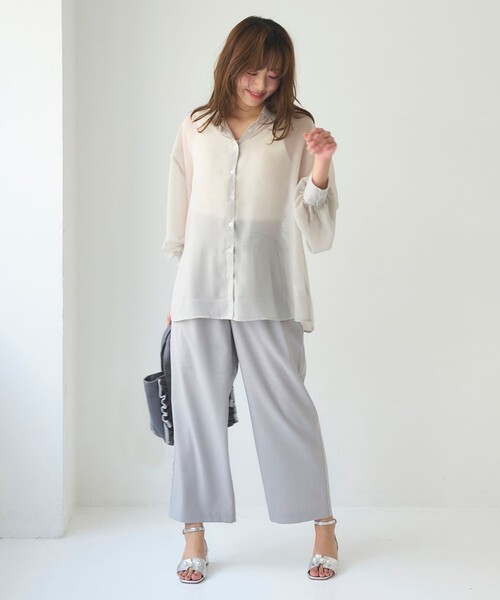 Feroux（フェルゥ）の「【洗える】セミワイド パンツ（その他パンツ・レディース・ベージュ系/ネイビー系/グレー系・1/2）」の8枚目の写真