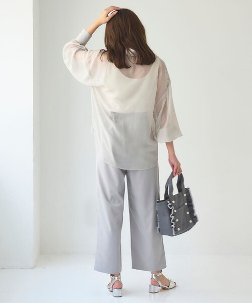Feroux（フェルゥ）の「【洗える】セミワイド パンツ（その他パンツ・レディース・ベージュ系/ネイビー系/グレー系・1/2）」の10枚目の写真