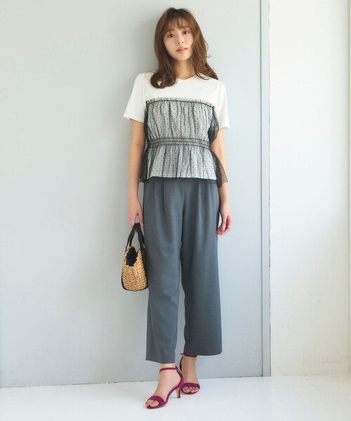 Feroux（フェルゥ）の「【洗える】セミワイド パンツ（その他パンツ・レディース・ベージュ系/ネイビー系/グレー系・1/2）」の19枚目の写真