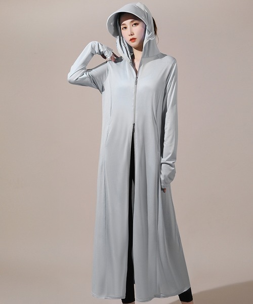 SAISON DE PAPILLON（セゾンドパピヨン）の「着るだけ紫外線対策ロングパーカー（パーカー・レディース・ライトグレー/ピンク/ホワイト・フリー）」の3枚目の写真