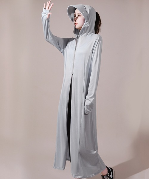 SAISON DE PAPILLON（セゾンドパピヨン）の「着るだけ紫外線対策ロングパーカー（パーカー・レディース・ライトグレー/ピンク/ホワイト・フリー）」の7枚目の写真