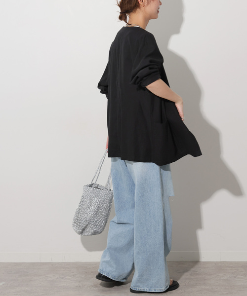 【美品】 ジャーナルスタンダード ノーカラージャケット リネン ワイドシルエット JOURNAL STANDARD relume（ジャーナルスタンダード レリューム