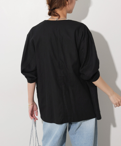 【美品】 ジャーナルスタンダード ノーカラージャケット リネン ワイドシルエット セール】リネンミックスノーカラージャケット（ノーカラー