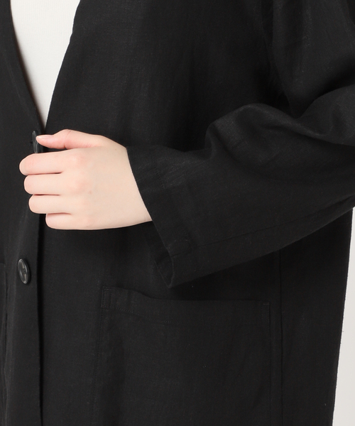 JOURNAL STANDARD relume - ジャーナルスタンダード★リネン ノーカラージャケット ヘリンボーン/未使用タグ付 JOURNAL STANDARD relume - ジャーナルスタンダード☆リネン