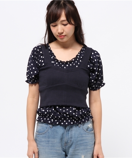 OUTLET（アウトレット）の「【who's who Chico】ビスチェ付チュニック（チュニック・レディース・ライトベージュ/ドット・FREE）」の3枚目の写真