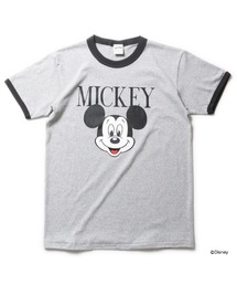 Disney（ディズニー）の「HOUSTON×Disney（ヒューストン×ディズニー）コラボ　ミッキーマウスキャラクタープリント半袖リンガーTシャツ メンズ レディース（Tシャツ/カットソー・メンズ）」