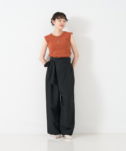 qualite scape（カリテ スケープ）の「リブノースリーブトップ（Tシャツ/カットソー・レディース・ホワイト/ブラック/ブラウン/イエロー・フリー）」の9枚目の写真