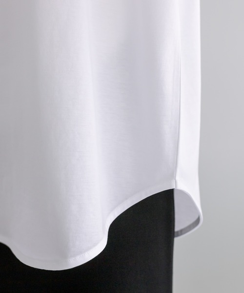 PUAL CE CIN（ピュアルセシン）の「裾ラウンド万能Tシャツ（Tシャツ/カットソー・レディース・オフホワイト/ブラック系/チャコールグレー/ベージュ/ブラウン系/サックスブルー・FREE）」の12枚目の写真