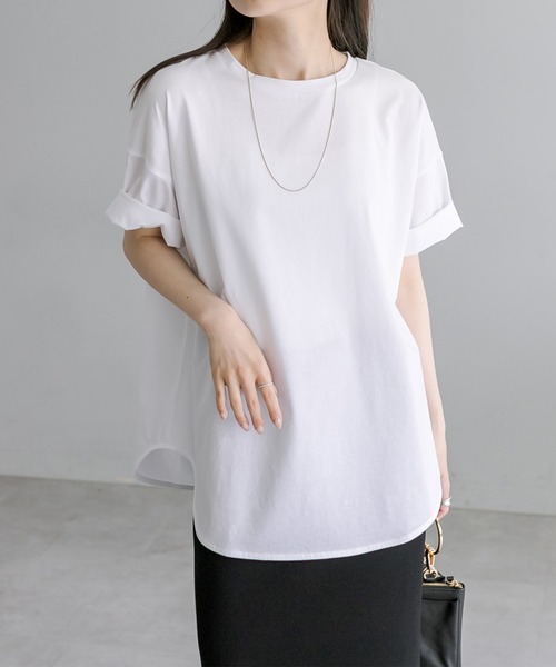 PUAL CE CIN（ピュアルセシン）の「裾ラウンド万能Tシャツ（Tシャツ/カットソー・レディース・オフホワイト/ブラック系/チャコールグレー/ベージュ/ブラウン系/サックスブルー・FREE）」の19枚目の写真