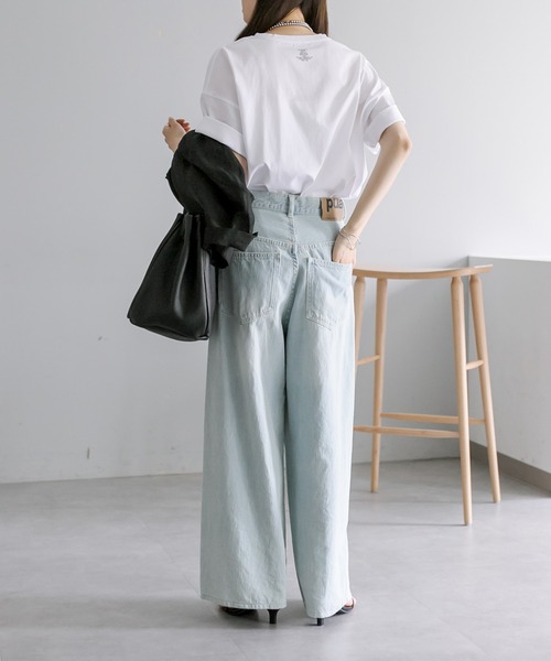 PUAL CE CIN（ピュアルセシン）の「裾ラウンド万能Tシャツ（Tシャツ/カットソー・レディース・オフホワイト/ブラック系/チャコールグレー/ベージュ/ブラウン系/サックスブルー・FREE）」の17枚目の写真