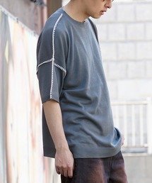 【unisex】ブラインドステッチ サマーニット / 半袖ニット メンズ レディース