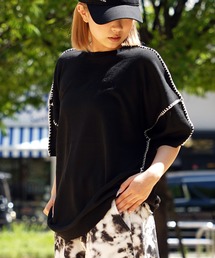 【unisex】ブラインドステッチ サマーニット / 半袖ニット メンズ レディース