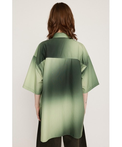 シャツ グラデーション ストライプ シアー 韓国 L2576 セール】H/S GRADATION STRIPE SH ハーフスリーブ