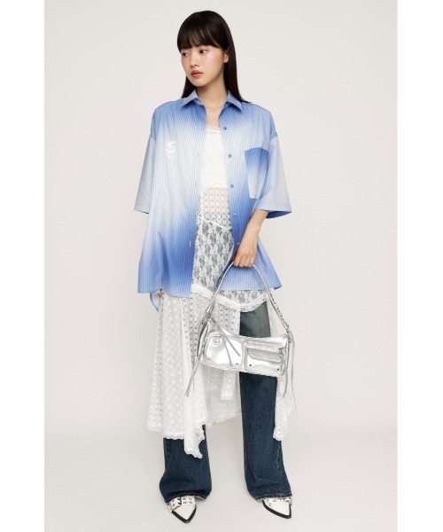 シャツ グラデーション ストライプ シアー 韓国 L2576 セール】H/S GRADATION STRIPE SH ハーフスリーブ