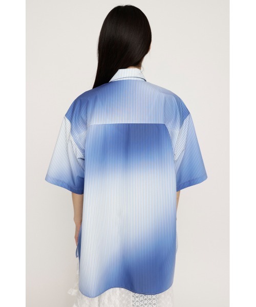 シャツ グラデーション ストライプ シアー 韓国 L2576 c.u.l tシャツ グラデーションシアートップス culw574