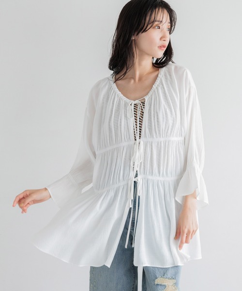 LOWRYS FARM（ローリーズファーム）の「ヨウリュウシャーリング６Ｓ 116607（シャツ/ブラウス・レディース・ブラック/ベージュ/アイボリー/グリーン・FREE）」の16枚目の写真