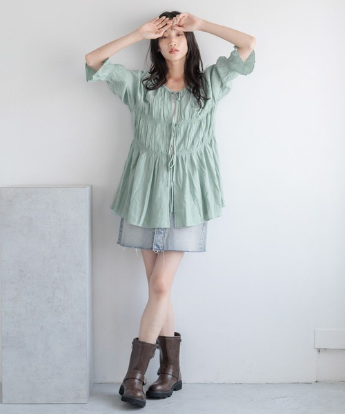 LOWRYS FARM（ローリーズファーム）の「ヨウリュウシャーリング６Ｓ 116607（シャツ/ブラウス・レディース・ブラック/ベージュ/アイボリー/グリーン・FREE）」の5枚目の写真