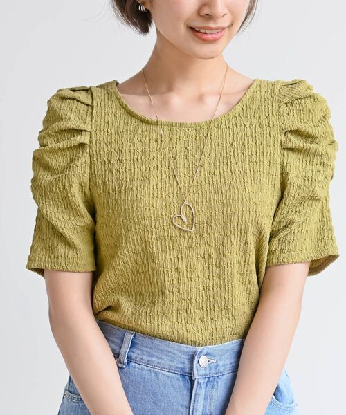 rps(アールピーエス)の「ふくれジャガードパワショルプルオーバー(Tシャツ/カットソー・レディース・イエロー/ブルー/オフホワイト/ブラック・フリー)」の4枚目の写真