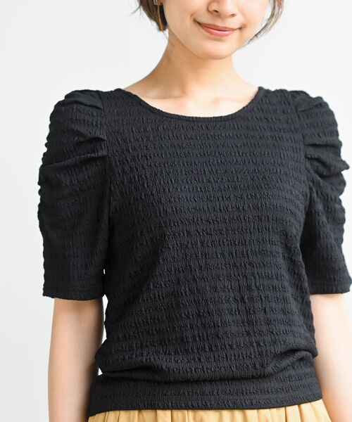 rps(アールピーエス)の「ふくれジャガードパワショルプルオーバー(Tシャツ/カットソー・レディース・イエロー/ブルー/オフホワイト/ブラック・フリー)」の18枚目の写真