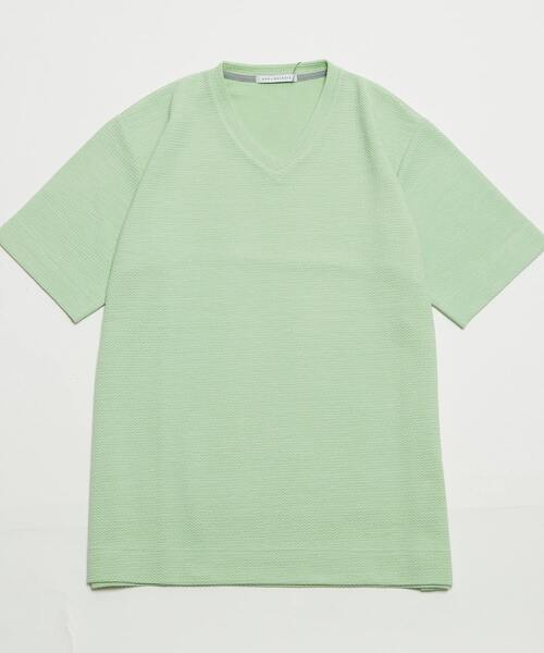 MEN'S MELROSE(メンズメルローズ)の「シュリンクジャガードVネックTシャツ(Tシャツ/カットソー・メンズ・ミント/ネイビー/ホワイト・2/3/4)」の22枚目の写真