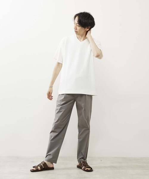 MEN'S MELROSE(メンズメルローズ)の「シュリンクジャガードVネックTシャツ(Tシャツ/カットソー・メンズ・ミント/ネイビー/ホワイト・2/3/4)」の16枚目の写真