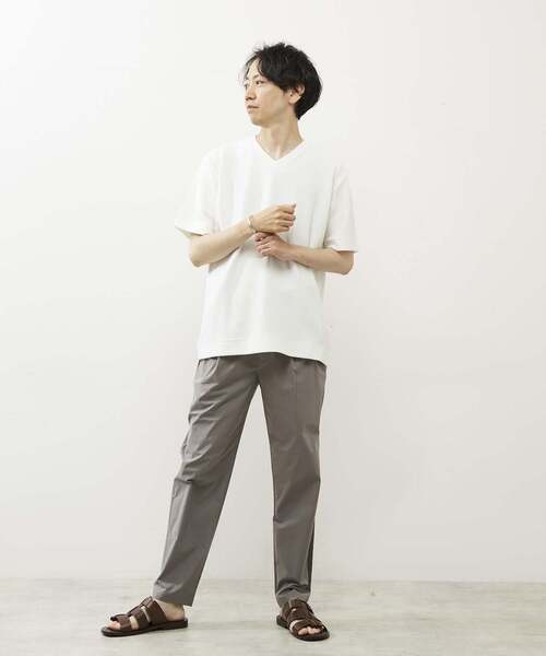 MEN'S MELROSE(メンズメルローズ)の「シュリンクジャガードVネックTシャツ(Tシャツ/カットソー・メンズ・ミント/ネイビー/ホワイト・2/3/4)」の17枚目の写真