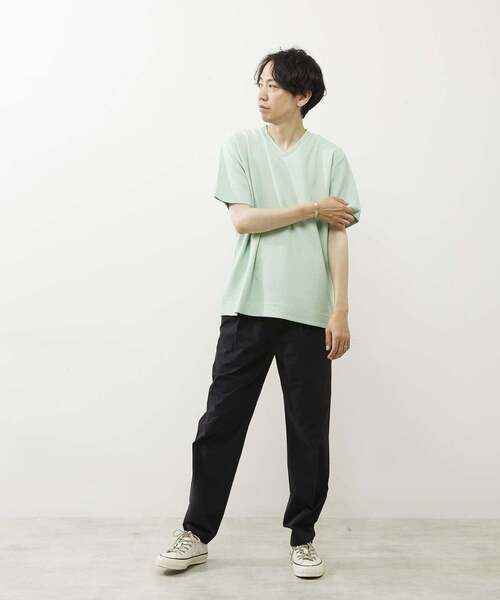 MEN'S MELROSE(メンズメルローズ)の「シュリンクジャガードVネックTシャツ(Tシャツ/カットソー・メンズ・ミント/ネイビー/ホワイト・2/3/4)」の8枚目の写真