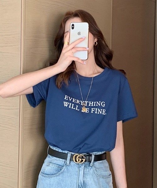 COCOMOMO(ココモモ)の「ロゴTシャツ クルーネック半袖T コットン100%(Tシャツ/カットソー・レディース・ブラック/ホワイト/ブラウン/ピンク/ブルー/グレー・M/L)」の15枚目の写真