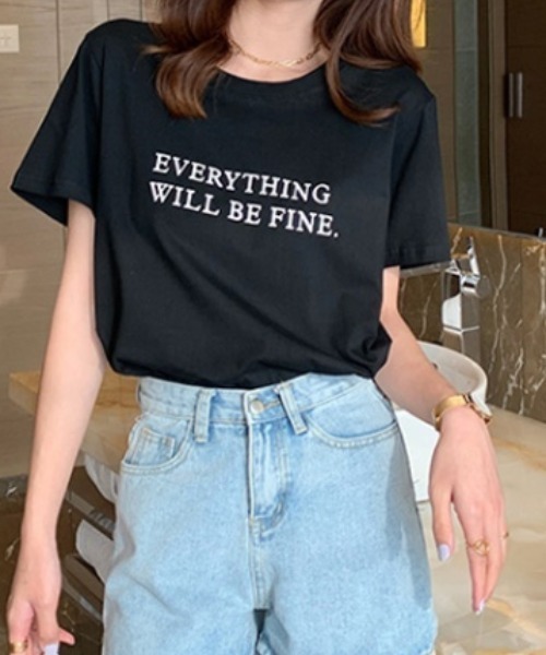 COCOMOMO(ココモモ)の「ロゴTシャツ クルーネック半袖T コットン100%(Tシャツ/カットソー・レディース・ブラック/ホワイト/ブラウン/ピンク/ブルー/グレー・M/L)」の10枚目の写真