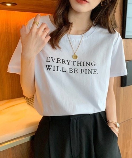 COCOMOMO(ココモモ)の「ロゴTシャツ クルーネック半袖T コットン100%(Tシャツ/カットソー・レディース・ブラック/ホワイト/ブラウン/ピンク/ブルー/グレー・M/L)」の7枚目の写真