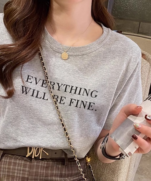 COCOMOMO(ココモモ)の「ロゴTシャツ クルーネック半袖T コットン100%(Tシャツ/カットソー・レディース・ブラック/ホワイト/ブラウン/ピンク/ブルー/グレー・M/L)」の13枚目の写真