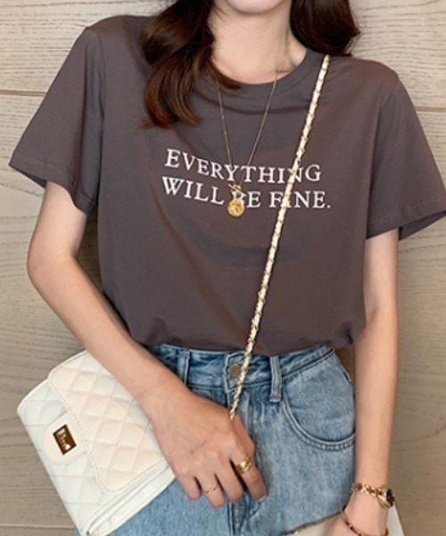 COCOMOMO(ココモモ)の「ロゴTシャツ クルーネック半袖T コットン100%(Tシャツ/カットソー・レディース・ブラック/ホワイト/ブラウン/ピンク/ブルー/グレー・M/L)」の11枚目の写真