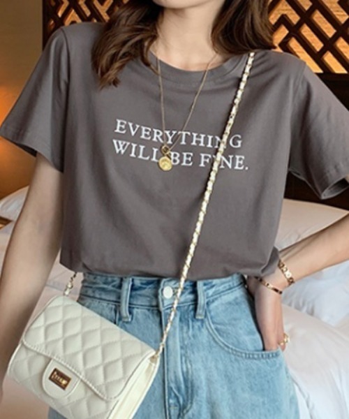 COCOMOMO(ココモモ)の「ロゴTシャツ クルーネック半袖T コットン100%(Tシャツ/カットソー・レディース・ブラック/ホワイト/ブラウン/ピンク/ブルー/グレー・M/L)」の12枚目の写真