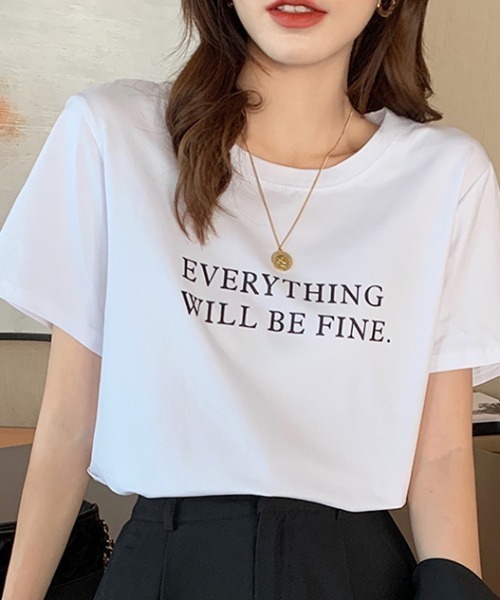 COCOMOMO(ココモモ)の「ロゴTシャツ クルーネック半袖T コットン100%(Tシャツ/カットソー・レディース・ブラック/ホワイト/ブラウン/ピンク/ブルー/グレー・M/L)」の8枚目の写真