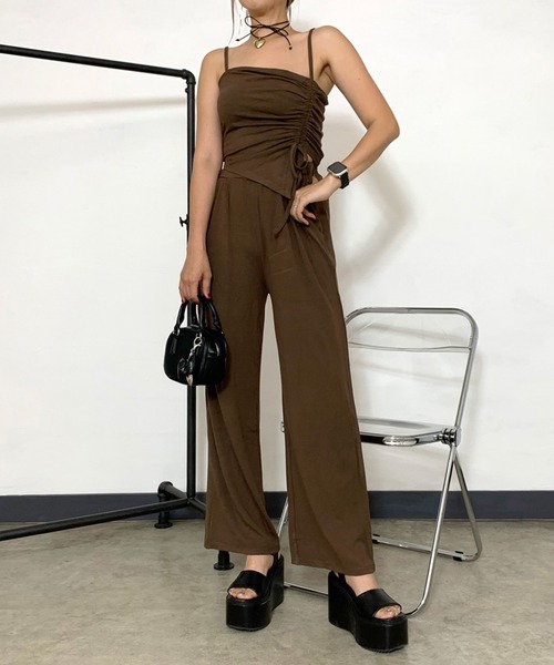 non-hedge（ノンヘッジ）の「サイドドロストアシメトップスパンツセットアップ（セットアップ・レディース・チャコールグレー/ブラック/ライトグレー/ブラウン・FREE）」の4枚目の写真