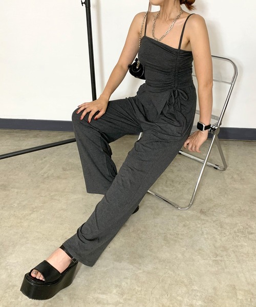 non-hedge（ノンヘッジ）の「サイドドロストアシメトップスパンツセットアップ（セットアップ・レディース・チャコールグレー/ブラック/ライトグレー/ブラウン・FREE）」の2枚目の写真