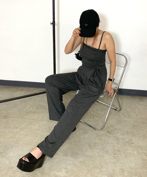 non-hedge（ノンヘッジ）の「サイドドロストアシメトップスパンツセットアップ（セットアップ・レディース・チャコールグレー/ブラック/ライトグレー/ブラウン・FREE）」の5枚目の写真