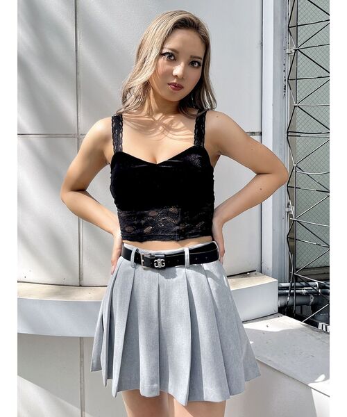 GYDA（ジェイダ）の「コルセットデザインベロアビスチェ（キャミソール・レディース・ブラック/オフホワイト・FREE）」の2枚目の写真