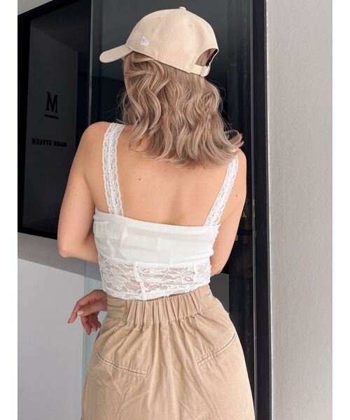 GYDA（ジェイダ）の「コルセットデザインベロアビスチェ（キャミソール・レディース・ブラック/オフホワイト・FREE）」の5枚目の写真