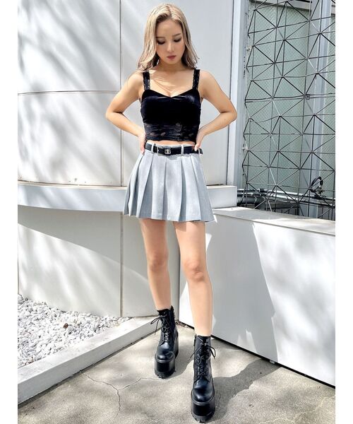 GYDA（ジェイダ）の「コルセットデザインベロアビスチェ（キャミソール・レディース・ブラック/オフホワイト・FREE）」の9枚目の写真